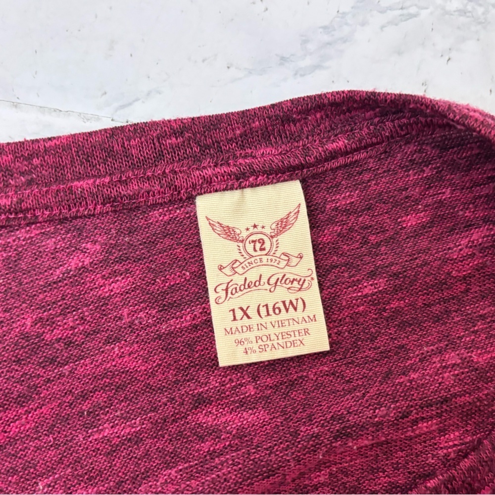 Faded Glory Plus Sz Purple V-Neck Long Sleeve Sweater Womens 1X Soft Heather​​ - Picture 4 of 4